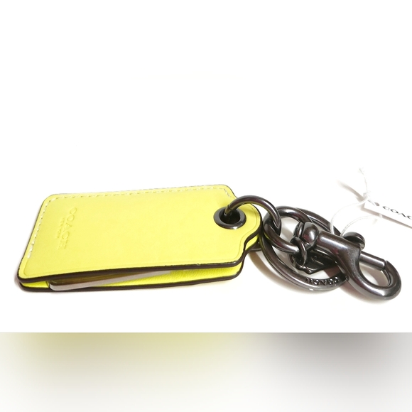 Coach Bottle Opener Keychain Bag Charm Bright Yellow Leather Gunmetal CL419 NWT - Picture 12 of 13